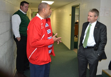 Talking with staff at the Kelley Center, a residential facility for boys in state care.