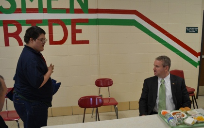 After sitting down to lunch, Principal Rob made some new friends.