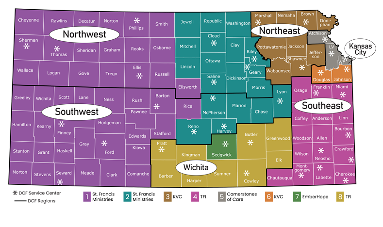 Map of Kansas with Clickable Areas for Counties