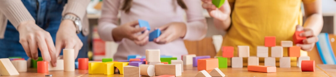 Children using building blocks